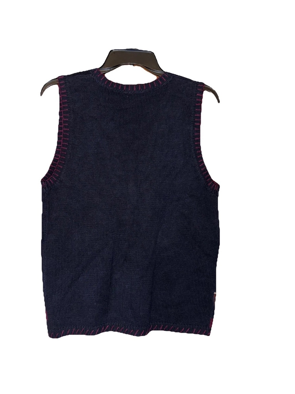 Women’s Capacity small Navy Embroidered Farm Vest Autumn Fall pumpkin cat - Picture 2 of 7